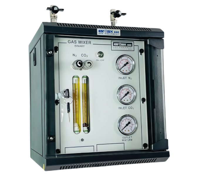 GoldMixer di Cryotek Eng, miscelatore in alluminio leggero e resistente, con flussimetri precisi, sinottico personalizzabile e controllo continuo della miscela.